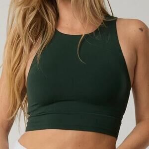 OFFLINE by Aerie Real Me XTRA High Neck Sports Bra Tank Top Green Medium